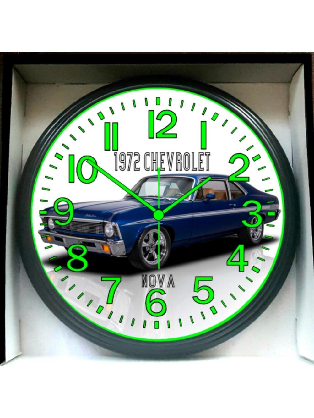 1972 Chevy Chevrolet Nova Glow In The Dark Wall Clock New!